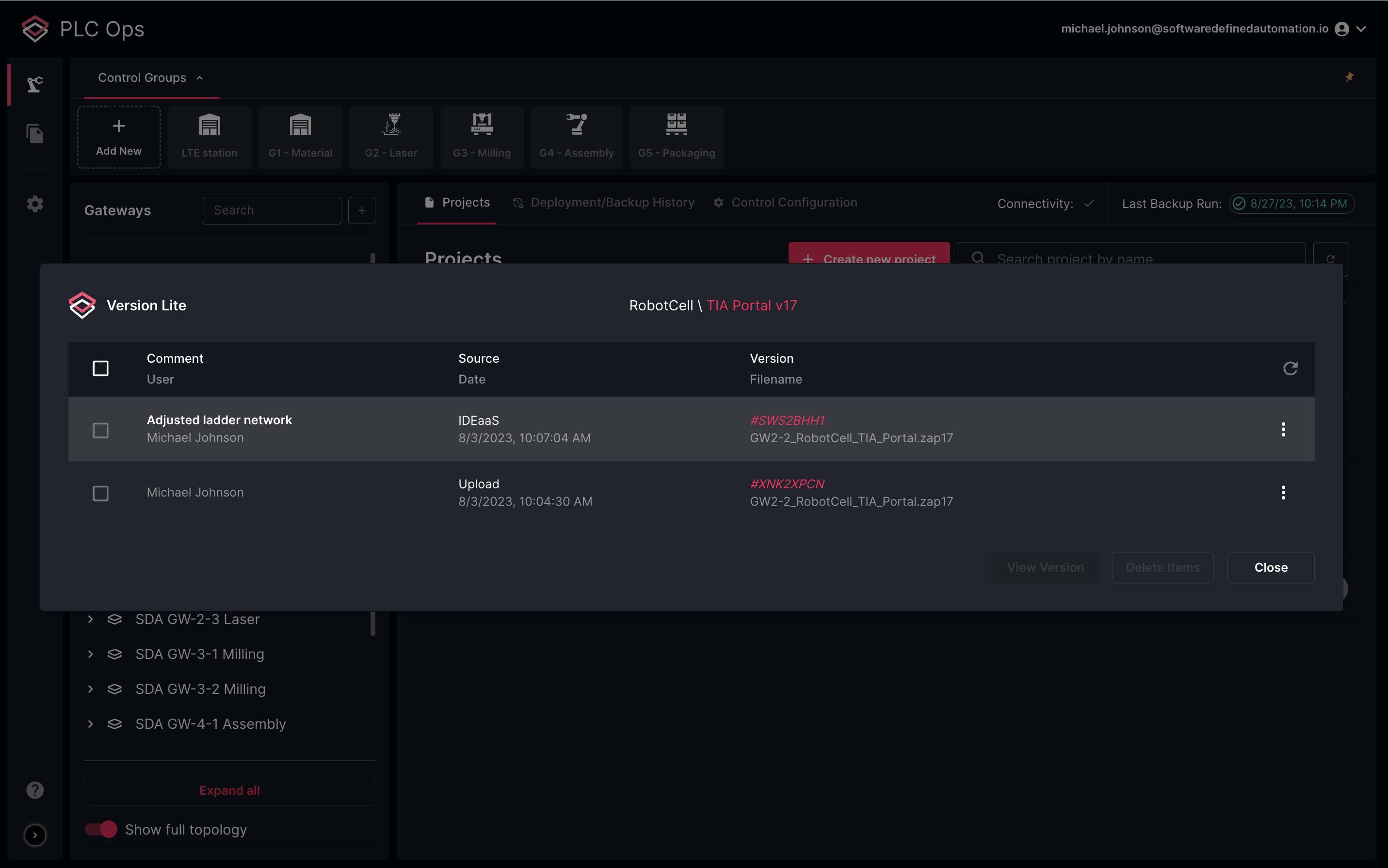 Version control for PLC projects